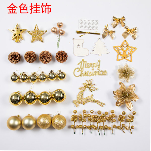 Joulusimulaatio rottinki koristeet mäntyneulot salattu joulukuusi garland rottinki rengas riipus joulu kohtausta asettelu Gold accessories package/40pcs