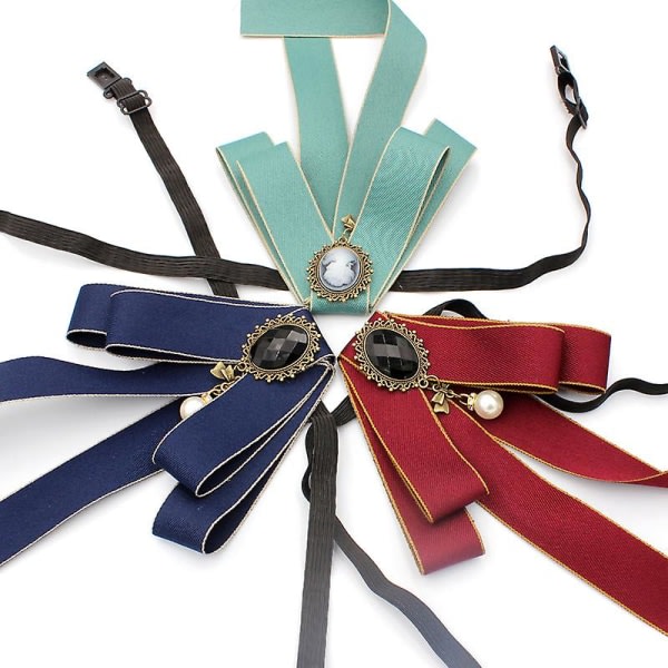Galaxy Dam slips fluga med halsband Patriotic Neck Smycken Rosett Hals Blomma (grøn + sort + kunglig blå + rød)