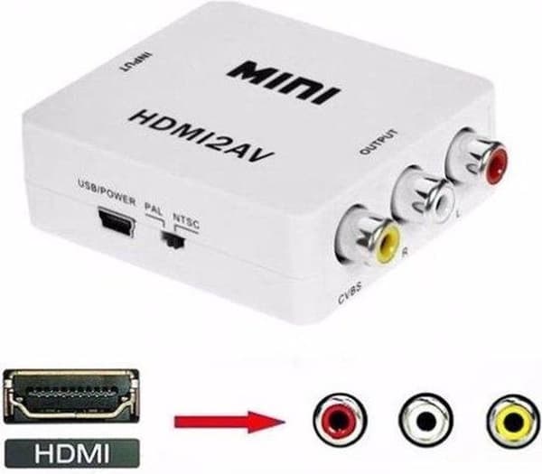 RCA til HDMI-adapter - AV til HDMI-omformer - Hvit