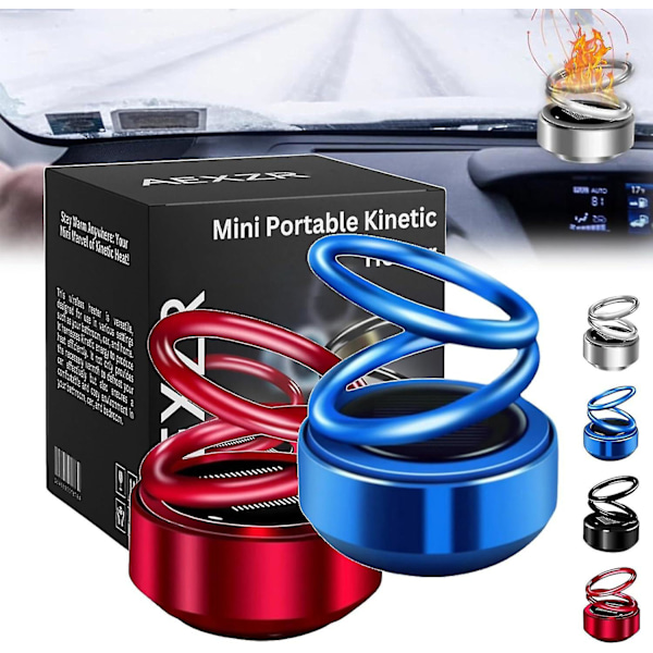 Bärbar Kinetisk Mini-Värmefläkt, Mini Bärbar Kinetisk Värmefläkt, Bärbar Kinetisk Värmefläkt för Rum, Fordon, Badrum red blue