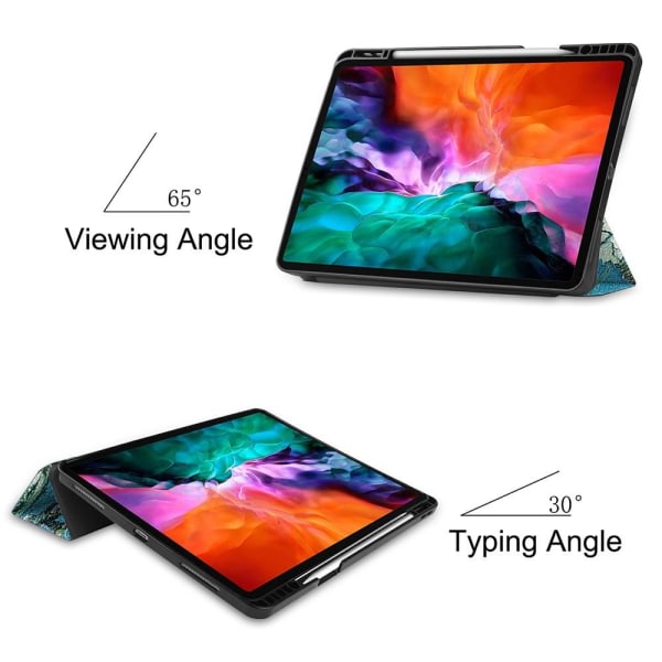 iPad Pro 12,9" 2021 Slim fit tri-fold fodral - Flower Grön