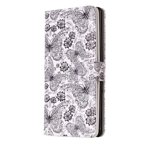 Plånboksfodral for Galaxy Note 8 - Vit med fjärilar og blommor Vit, svart