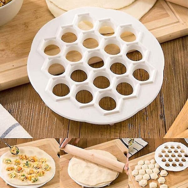 Pelmeni Maker Form 19 Hål ABS Plast Dumpling Press för Rysk och Ukrainsk Bakelse Vit