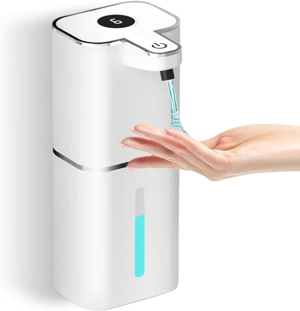 Automatisk skumtvåldispenser 400 ml, beröringsfri väggmontering med infraröd sensor, USB-uppladdningsbar, för badrum och kök, vit