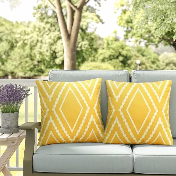 2ST Utomhus Vanntett Boho Pute 18\" X 18\", Gul
