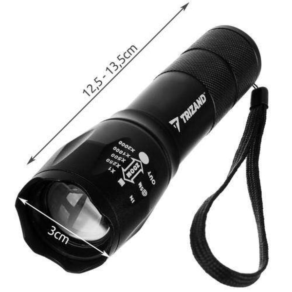 CREE LED T6 Lommelygte - Kraftfuld med Indbygget Batteri Black Svart