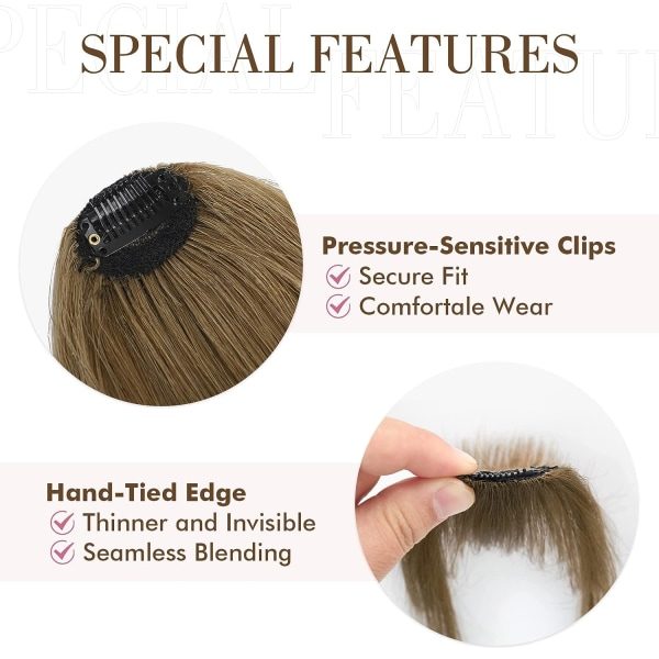 TG Clip-in Bangs. 100 % Menneskehår, Luftige Bangs Clip-in Hårextensions