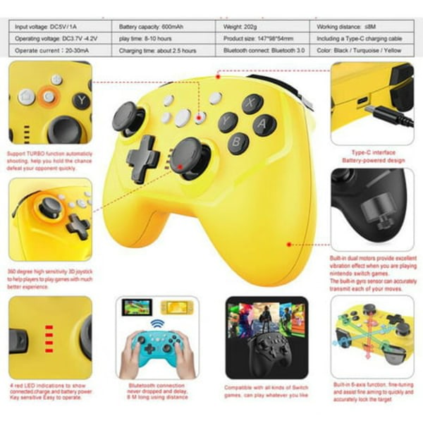 Bluetooth Gamepad for Switch Pro Controller Trådløs Joystick