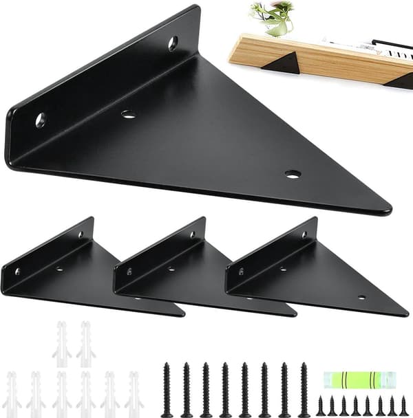 Hyllkonsoler - 4 Stycken - Triangel Hyllkonsol - Väggkonsoler - 80*100mm - Stål - Osynlig - Triangulär - Inkl. Monteringsmaterial