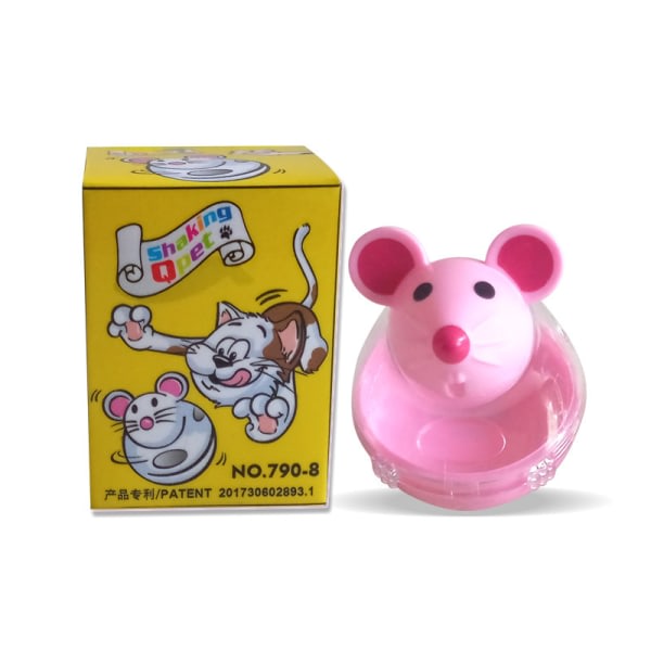 2-pack musform Stående matare Matningsleksaker Snackboll Matdispenser Interaktiva kattleksaker rosa