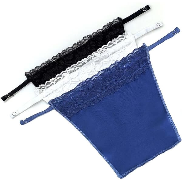 Snap-On Lace Camis för kvinnor, 3-pack svart, vit, blå