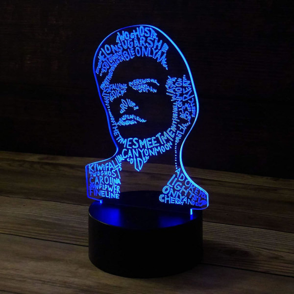 3D Harry Styles skrivebordslampe - 7 farger LED-lampesokkel med USB-berøringskontroll Roterende bleking eller rask fargemodus.