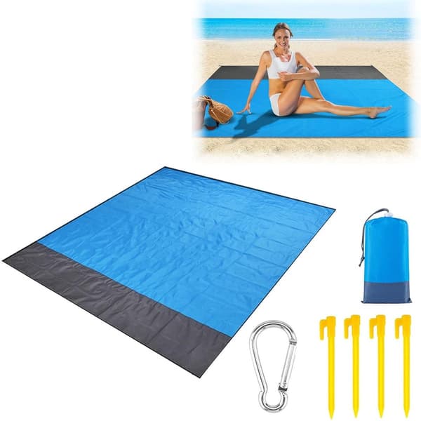 Högkvalitativ utomhus camping strandmatta - stor storlek - blå/mörkgrå - 1 stycke - Hög kvalitet