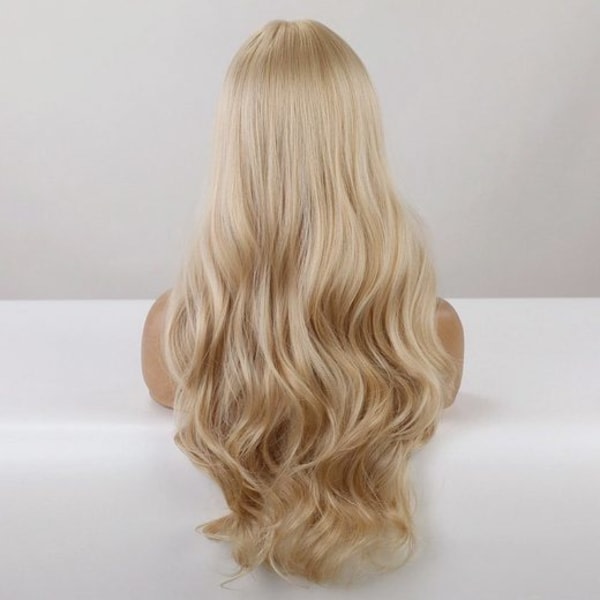 TG lång blond peruk med lockigt hår