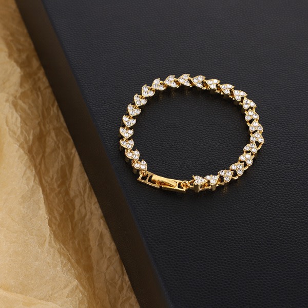 Enkel naturlig hel diamant kristall romersk armband kvinnlig zirkon silver golden