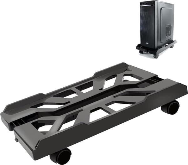 CPU-stander, justerbar ABS-computertårnholder med 4 låsbare drejehjul, til hjemmekontor og spillerum, 22-30 cm, sort