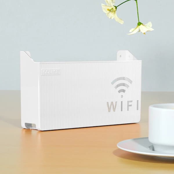 Wireless WiFi Router Shelf for Storage, Wall-Mounted ABS Organizer - FF- White_yux White