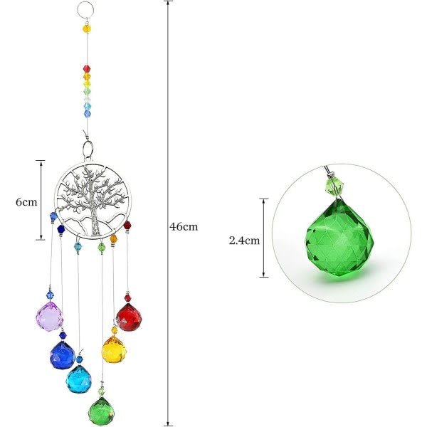 Galaxy Crystal Rainbow Suncatcher, sateenkaaririipus värikkäät pyöreät puut