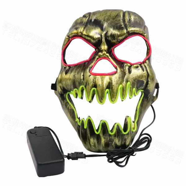 LED Fire Kirin Mask Skeleton Skrämmande Mask Cosplay Kostym rekvisita