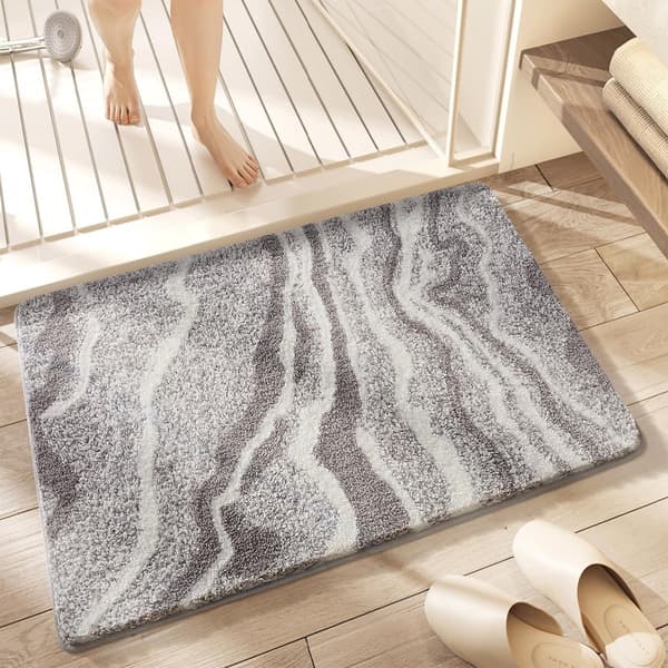 Baderomsmatte 50 x 80 cm, ekstra myk, svært absorberende, sklisikker, maskinvaskbar, for dusj og badekar, grå