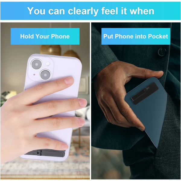 Galaxy 2 x telefonstativ i metall, tynt telefonstativ for å feste, justerbart ultratunt phone case (svart)