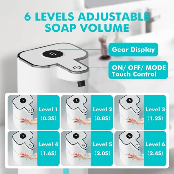Automatisk skumtvåldispenser 400 ml, beröringsfri väggmontering med infraröd sensor, USB-uppladdningsbar, för badrum och kök, vit