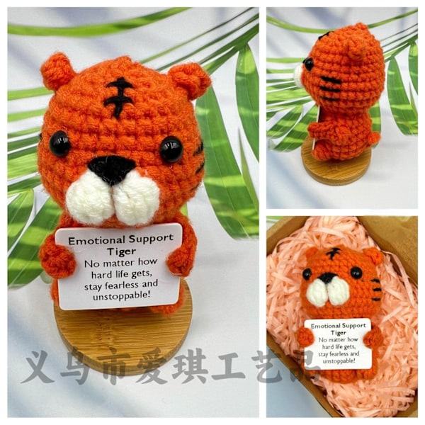 Amazons bästsäljande ull Emotional Support groda handvirkade ornament positiv energi kort tiger 1