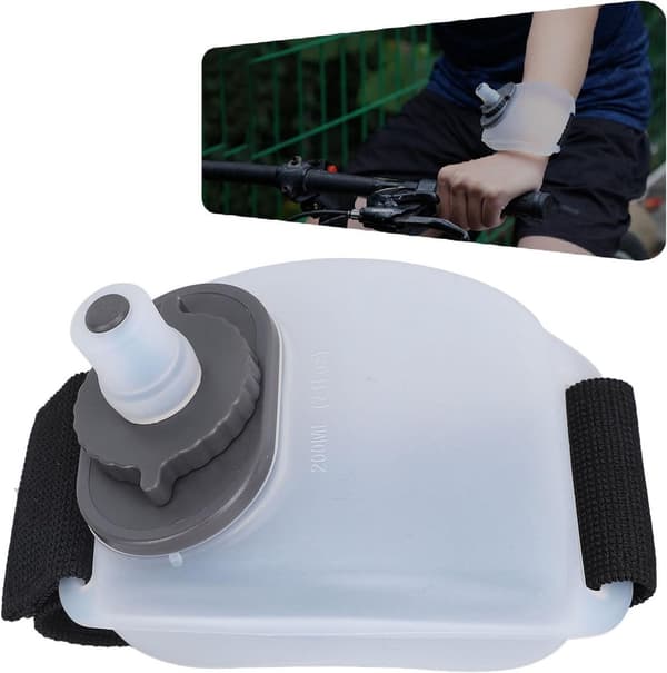 1 styck - 200 ml - Sportvattenflaska för handleden - Silikonvattenflaskor för handleden - med justerbart rep - Återanvändbar - för jogging, cykling - Vit