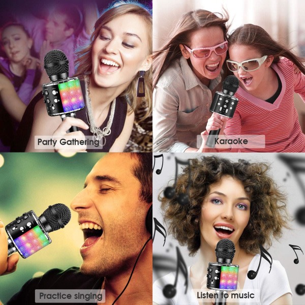 Galaxy Karaoke Bluetooth-mikrofon, 5-in-1-tallennus- ja laululaite lapsille ja aikuisille (musta)