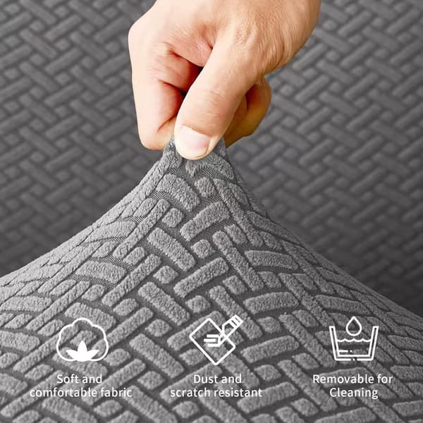 Stretch-överdrag för fåtölj, jacquard-tyg, tvättbart möbelskydd för barn och husdjur, ljusgrått, universell passform