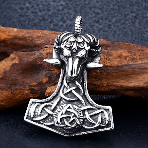 Beier retro Viking- ja kelttiläinen solmu ruostumattomasta teräksestä riipus Pohjoismainen persoonallinen lampaanpää titaaniteräksinen riipus koru BP8-419 Single Pendant