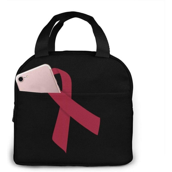 Myelom Bevissthet Burgunder Bånd Unisex Isolerende Matpose Tote Bag Lunsjboks Kjølevesker For Utendørs / Arbeid / Universitet