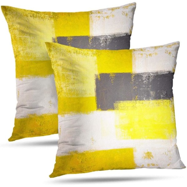 Moderna Kontorsväggdekor Kuddfodral för Sovrumssoffa Vardagsrum 45X45cm 2-pack (Gul+Svart)