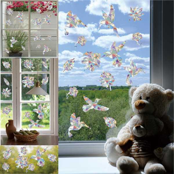 Fønsterdekaler mot kollisjoner Fönsterdekaler for å unngå fågelangrep på vinduer Icke-vidheftande vinyldekaler Hummingbird-dekaler