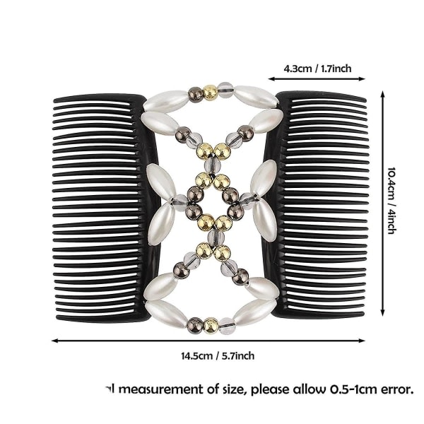 Galaxy 5 delar Pearl Hårklämma Stretch Hårkam Elastiska Hårklämmor - Dubbelkammande hårtillbehör Gör-det-själv-hårstylingverktyg