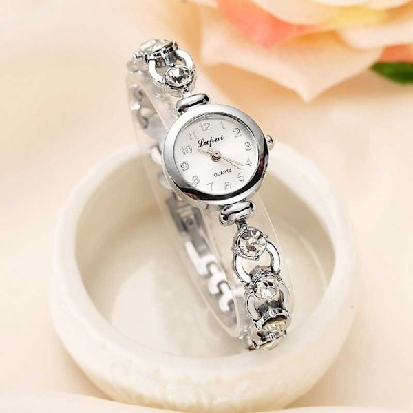 Stilful Dames Ur med Strass Silver Silver