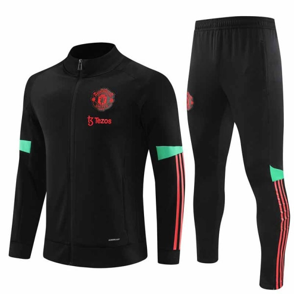 23-24 Ny Lang Pull Jakke Manchester United Voksen Træningsdragt Sort 2XL