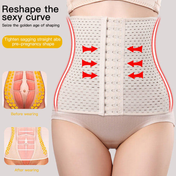 Magebelte for kroppsshaping, hullete og pustende sportsbelte XS