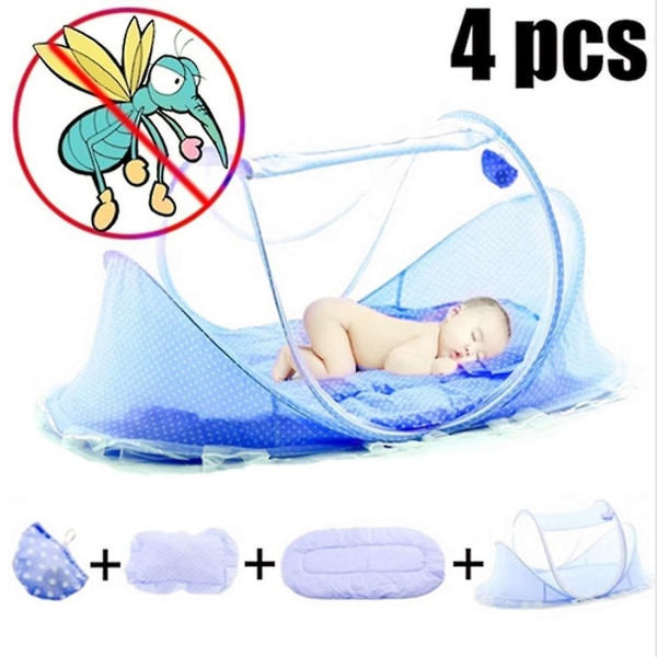 Baby reise seng, pop-up reise seng for baby sammenleggbar barneseng - blå