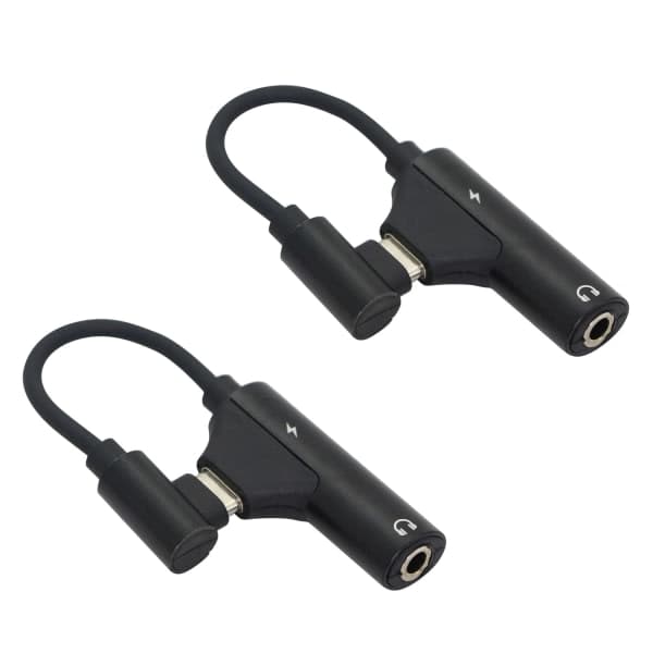 2 stk. Hodetelefonadapter 2 i 1 USB C til 3,5 mm, Type C til AUX-lyd_yux