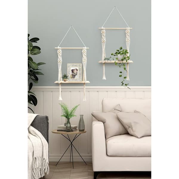 Stuehylle - Boho Duske Trehylle - 5060 CM, 1 sett
