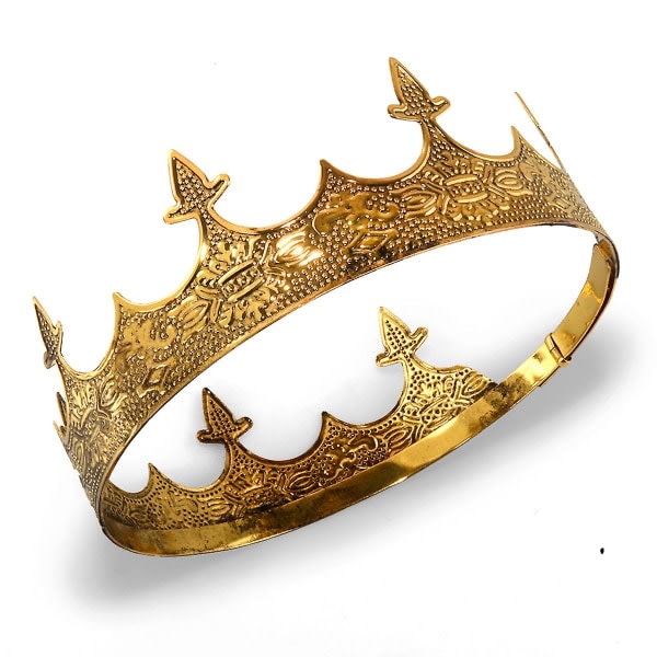 Galaxy Halloween Cosplay Herr Metal Royal King Crown (Gul) 1 Styck