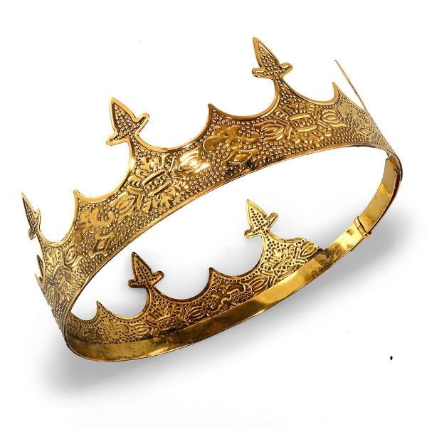 Galaxy Halloween Cosplay Herre Metal Royal King Crown (Gul) 1 Styk