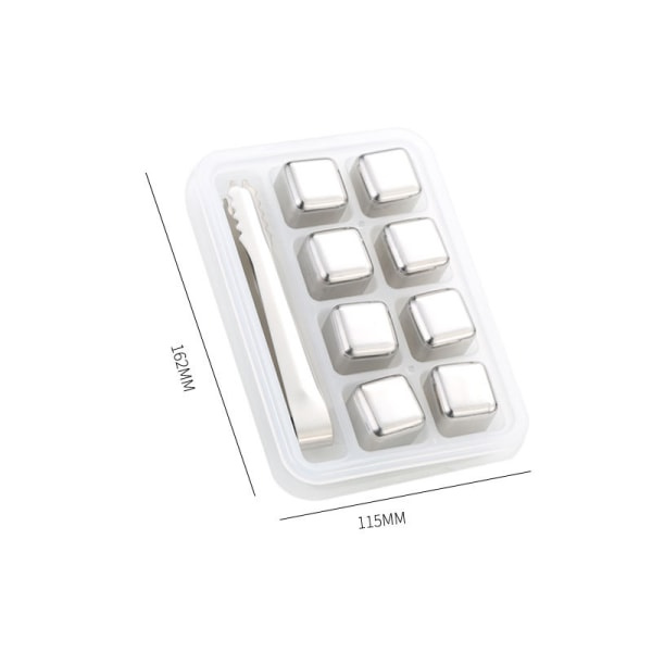 TG (8-pack) metallwhiskykuber, 304 rostfritt stål isbitar,
