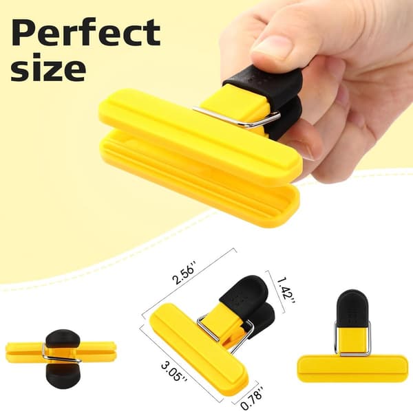 20 stk. - Matposeklyper - Forseglingsklype - Kraftige matposeklyper i plast - Med solid lukking - For matoppbevaring - 7,7*6,5 cm - Gul