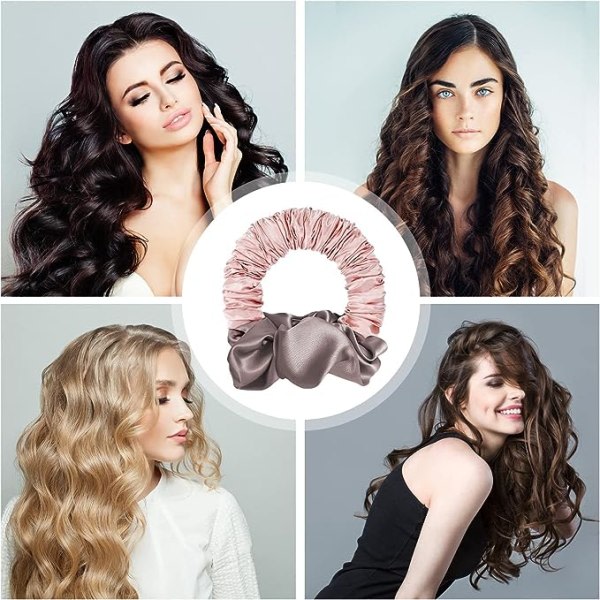 TG Varmefrie Krøller Hodebånd, Myk Sovende Curling Scrunchie for Langt/Middelslangt Hår, Varmefri Hårcurlers Scrunchie Satin Overnight Curls Hodebånd