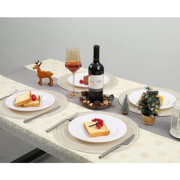 36 cm (beige) bordstabletter, rund bordstablett PP flätad sæt med 6 vaskbare, varmebeständiga halkfria