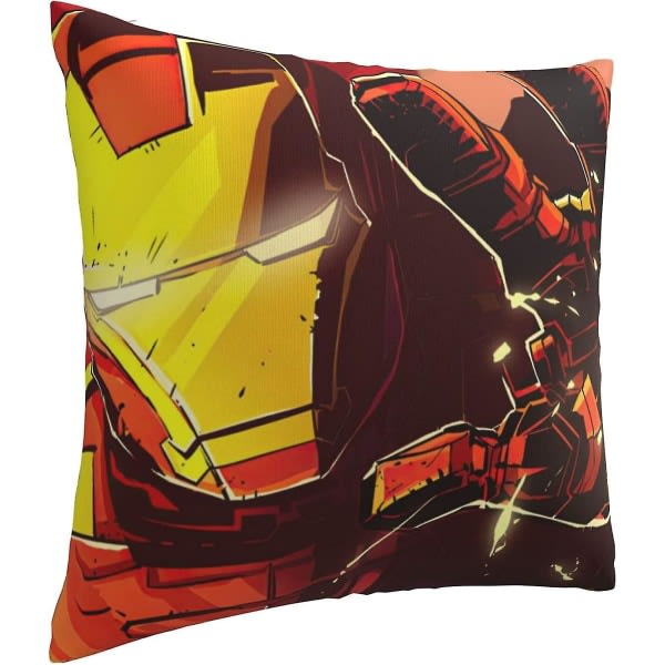 Mjuka och bekväma Iron Man kuddfodral 45cm X 45cm Fyrkantiga kuddfodral för soffa sovrum med osynlig dragkedja 18x18 tum Dubbelsidigt tryck