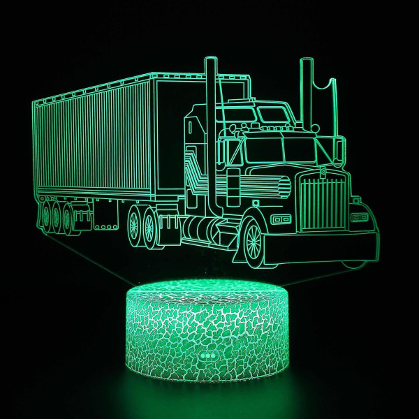 3D-lampe med fjernkontroll, LED-lampe 16 farger Lys Dimbar Berøringsbryter USB / batterisett,