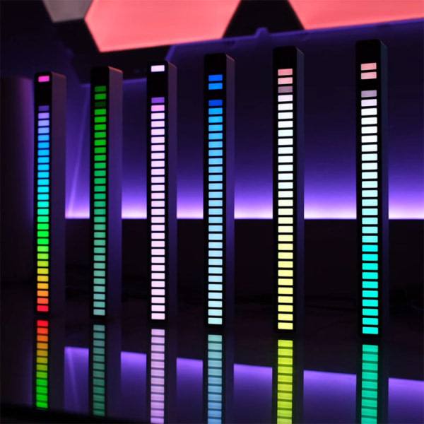 RGB-musikdisplayljus Färgglad lampa skapar bh atmosfär, atmosfärljus för liten prydnad på bilens dekoration Silver med app USB
